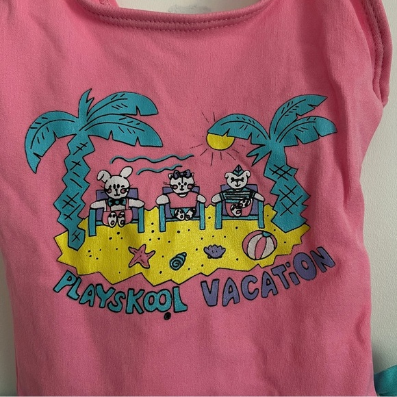 Vintage Playskool Vacation Neon Pink One Piece-Kids Girl Size 5/6 - Picture 2 of 6